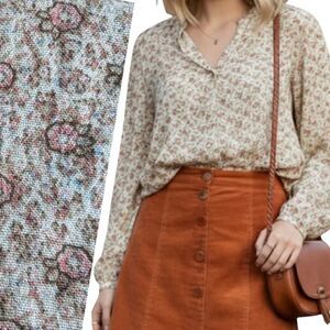 Sezane Style floral peasant blouse with balloon sleeves size S